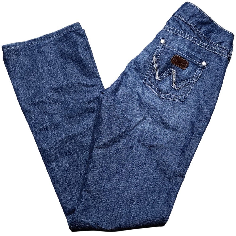 Wrangler Womens Mae Jeans Premium Patch Low Rise Boot Cut 09MWZBF 7/8 X36 Retro